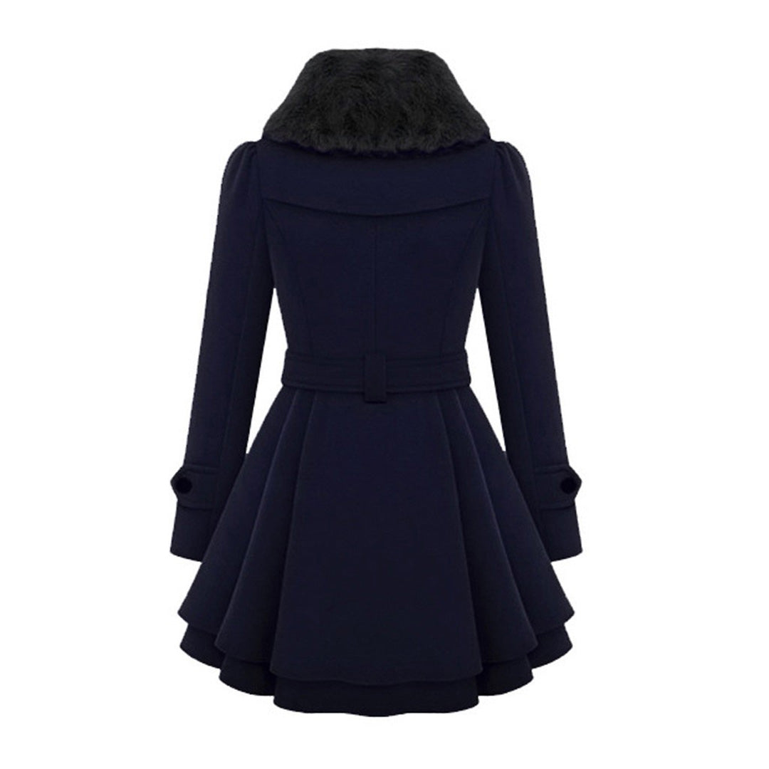 Women's Winter Coat with Fur Collar – Elegant Tailored Long Coat for Stylish Winter Outfits