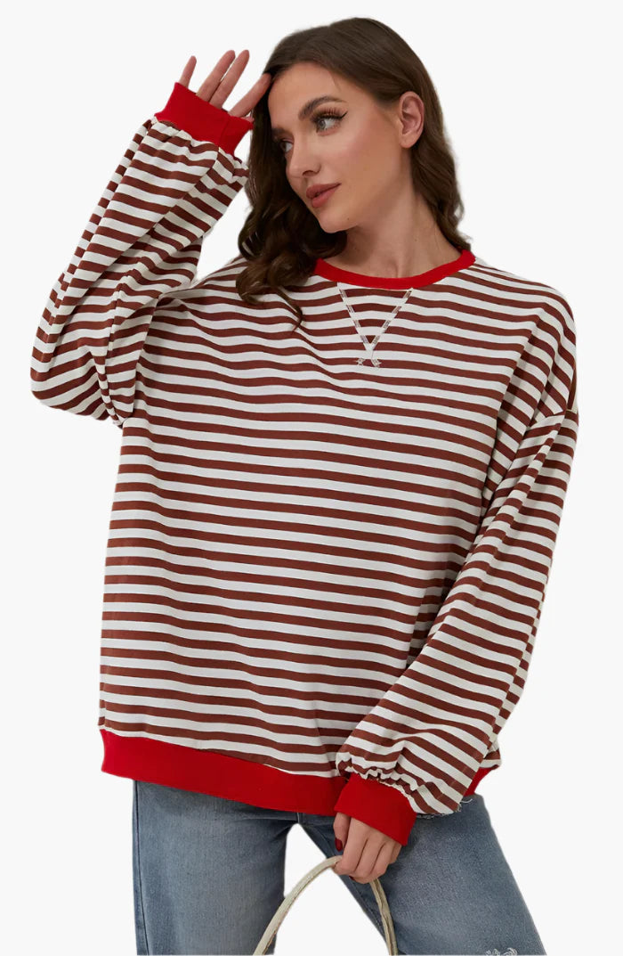 Women's Oversized Striped Sweater – Casual Comfort for Autumn and Spring