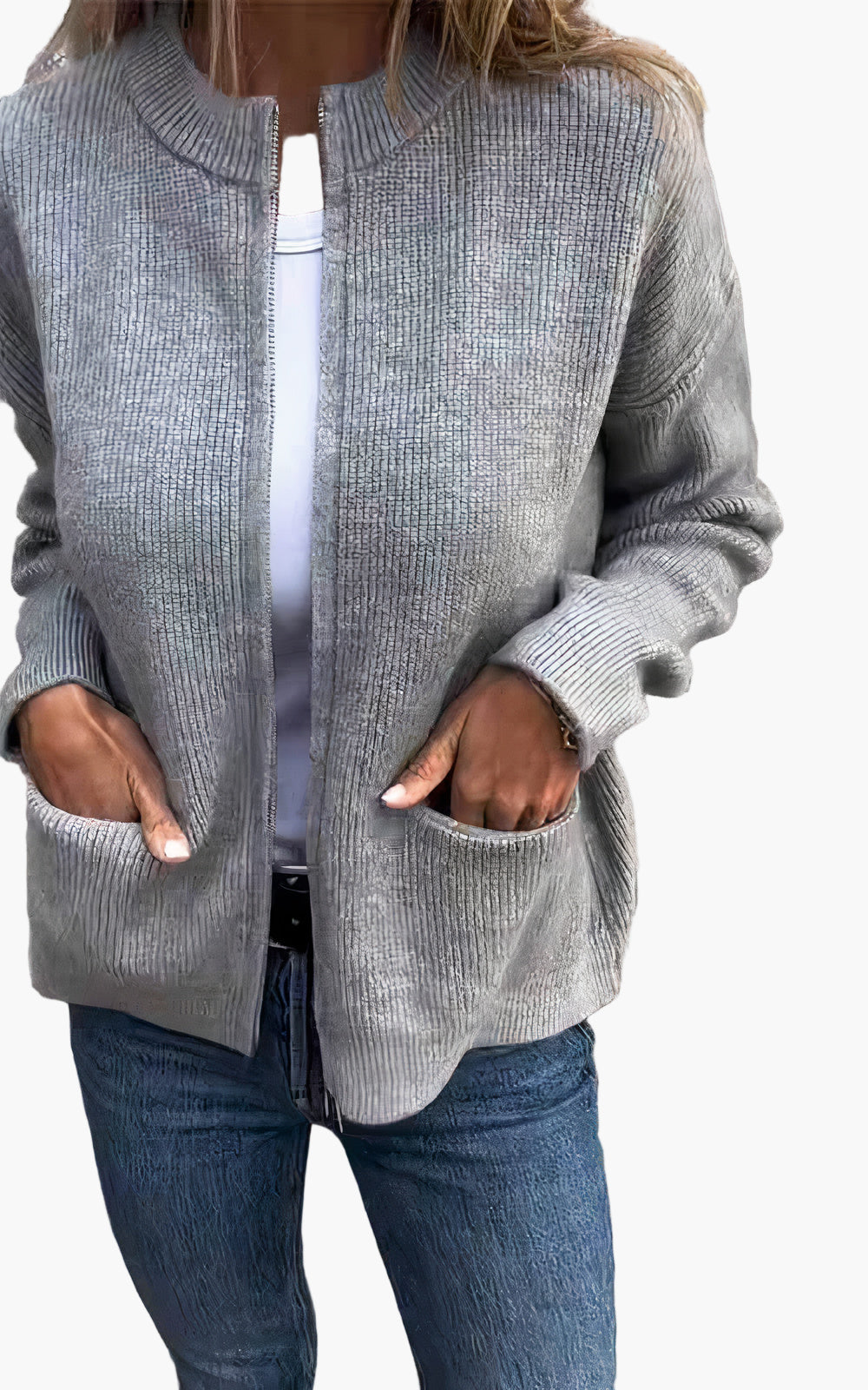 Women's Knitted Cardigan with Zipper – Comfortable and Elegant for Daily Use