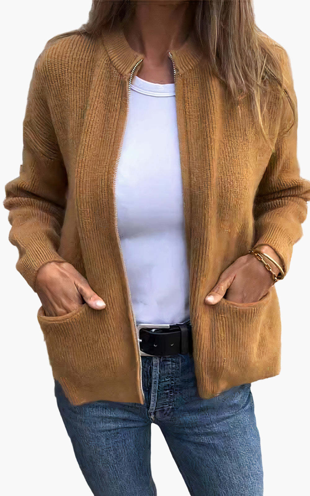 Women's Knitted Cardigan with Zipper – Comfortable and Elegant for Daily Use