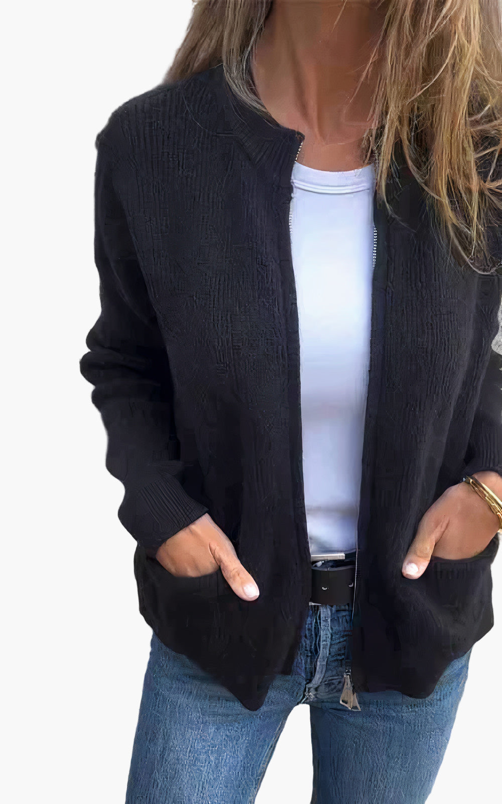 Women's Knitted Cardigan with Zipper – Comfortable and Elegant for Daily Use