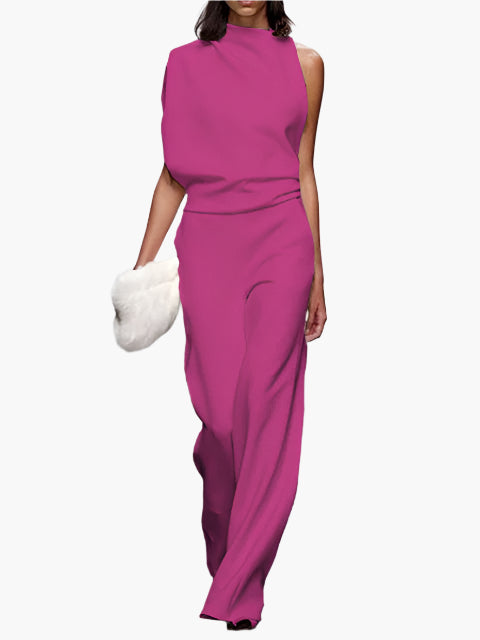 Women's Elegant Sleeveless Jumpsuit with Wide Legs – Stylish and Comfortable for Party and Office