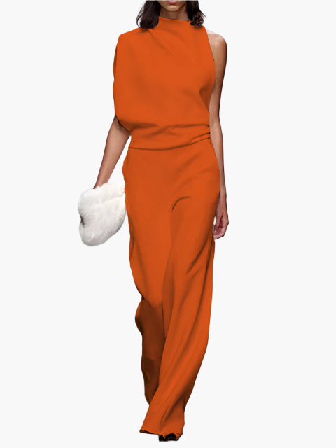 Women's Elegant Sleeveless Jumpsuit with Wide Legs – Stylish and Comfortable for Party and Office