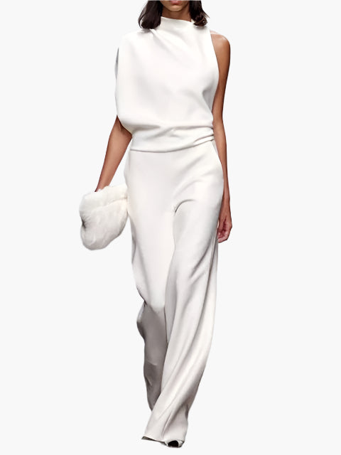 Women's Elegant Sleeveless Jumpsuit with Wide Legs – Stylish and Comfortable for Party and Office