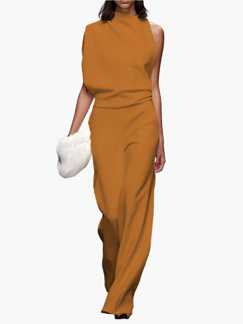 Women's Elegant Sleeveless Jumpsuit with Wide Legs – Stylish and Comfortable for Party and Office