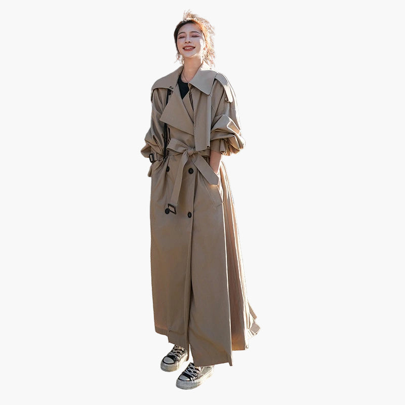 Women's Trenchcoat Oversized - Long Classic Trenchcoat for Casual and Business Use