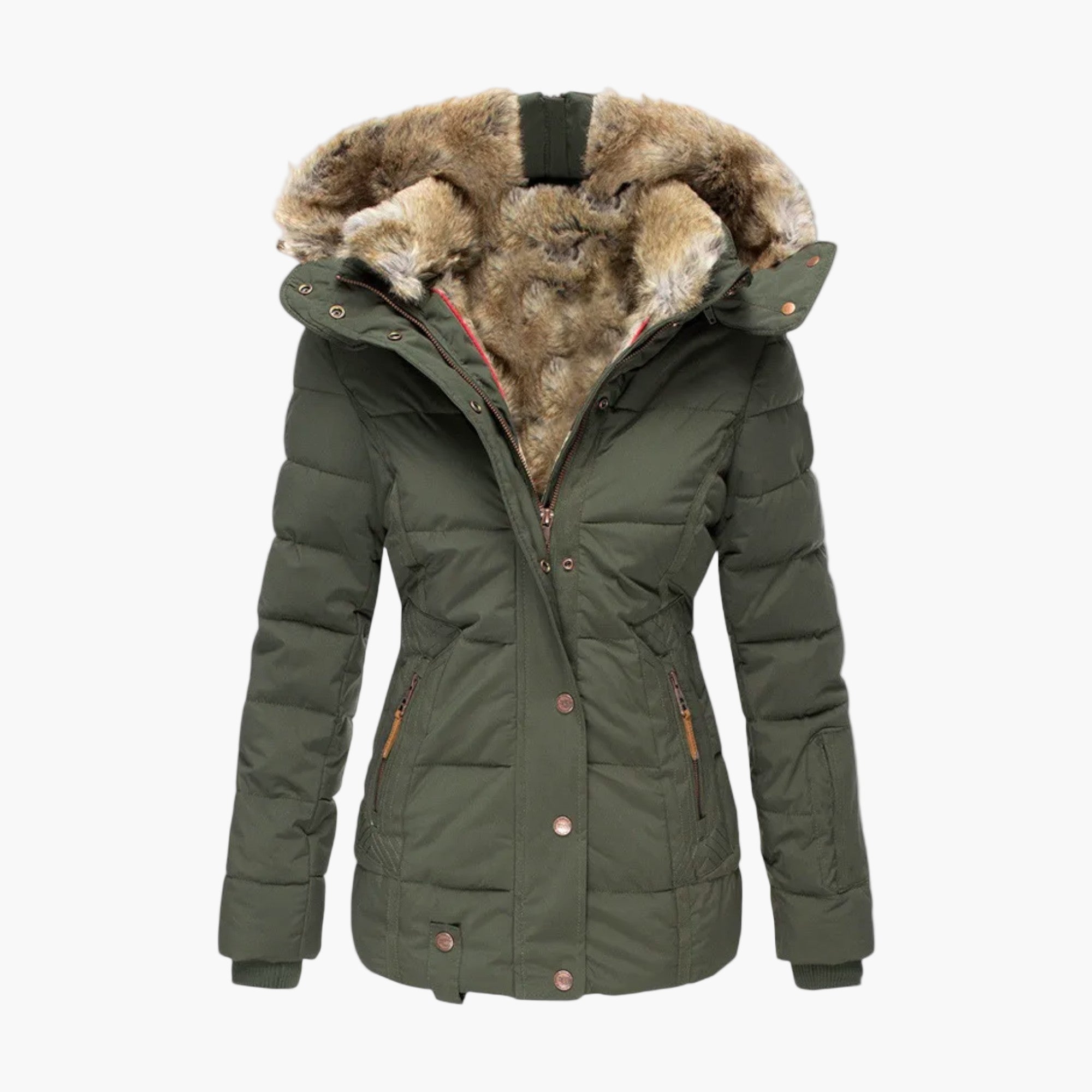 Women's Winter Coat with Luxury Fur Lining – Elegant Quilted Jacket for Cold Days