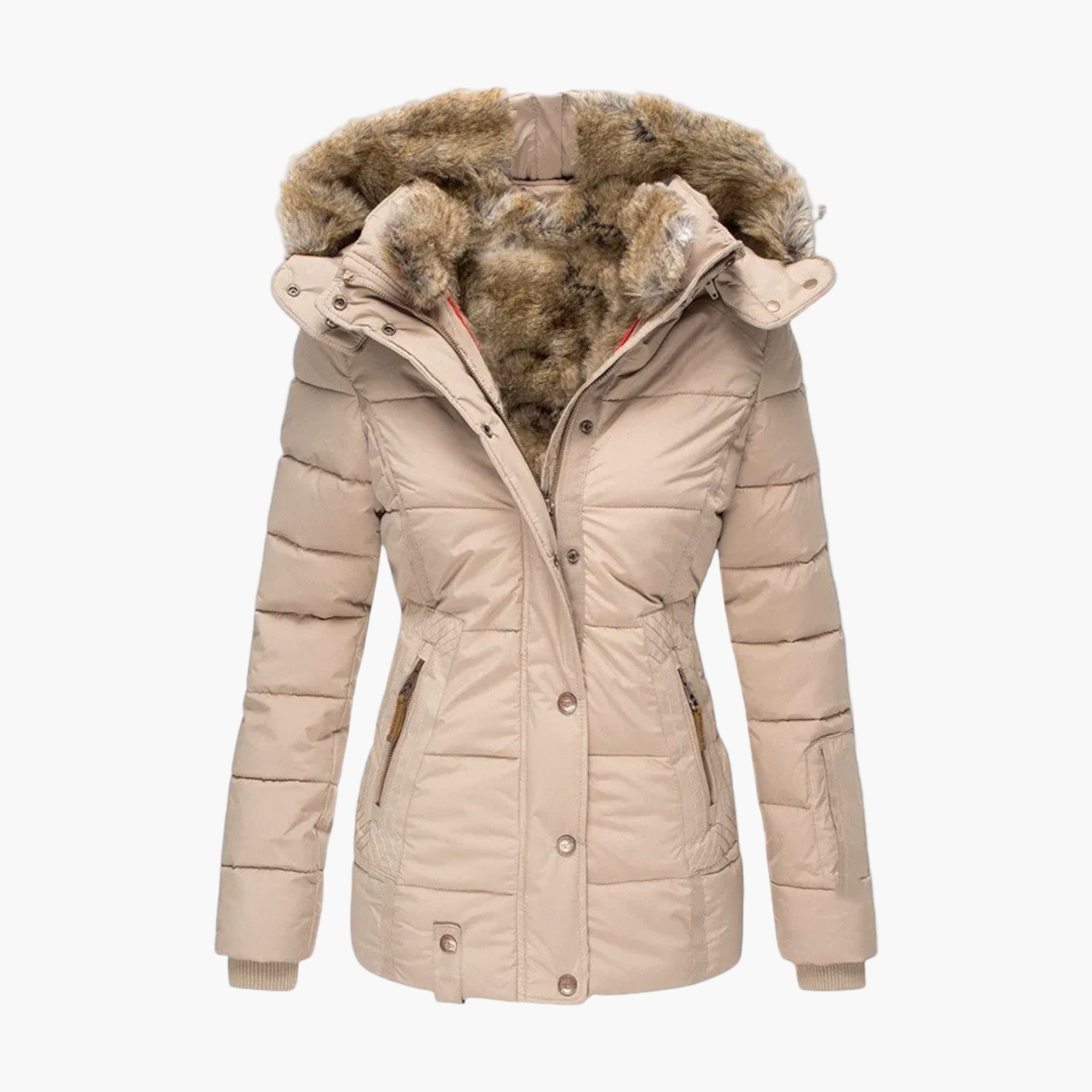 Women's Winter Coat with Luxury Fur Lining – Elegant Quilted Jacket for Cold Days
