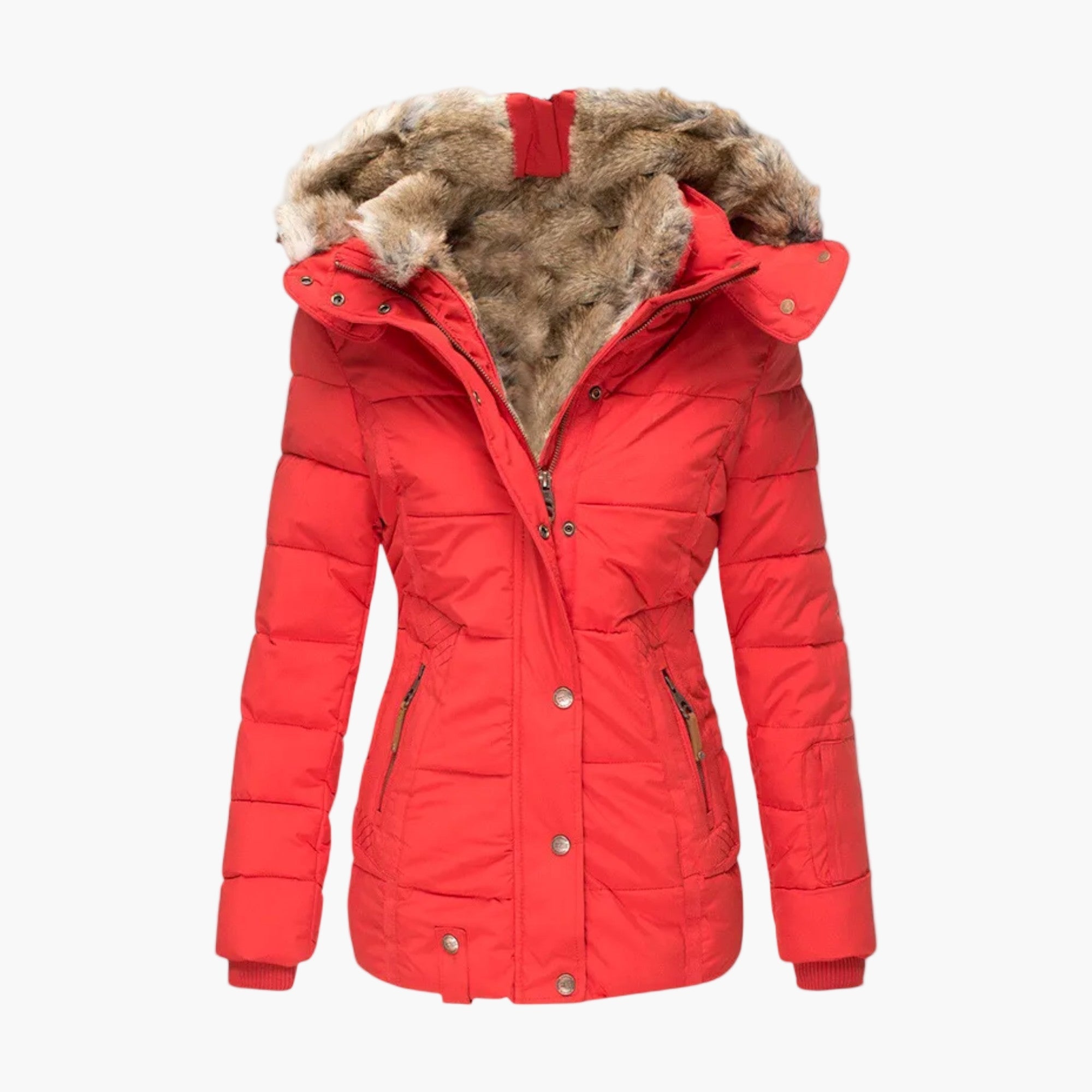 Women's Winter Coat with Luxury Fur Lining – Elegant Quilted Jacket for Cold Days