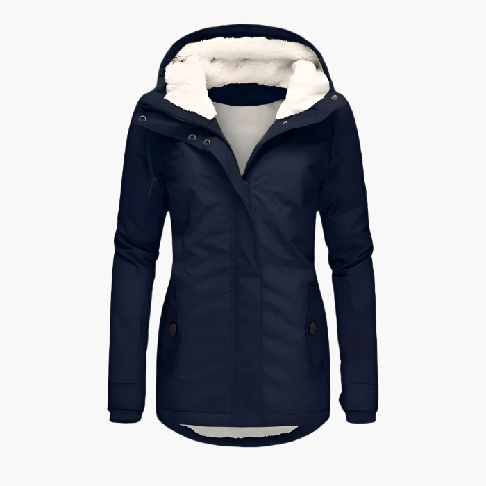 Women's Waterproof Winter Coat with Hood – Comfortable Long Coat for Cold Days