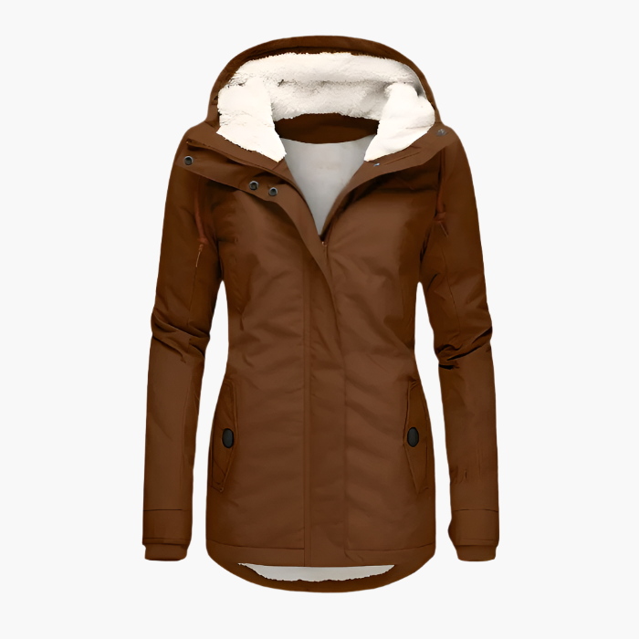 Women's Waterproof Winter Coat with Hood – Comfortable Long Coat for Cold Days