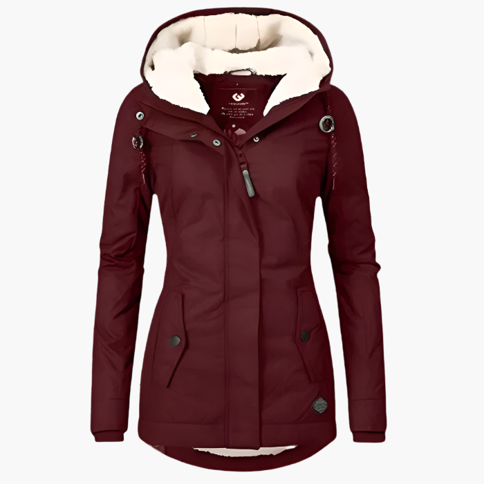 Women's Waterproof Winter Coat with Hood – Comfortable Long Coat for Cold Days