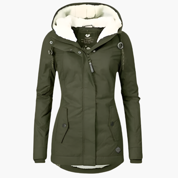 Women's Waterproof Winter Coat with Hood – Comfortable Long Coat for Cold Days