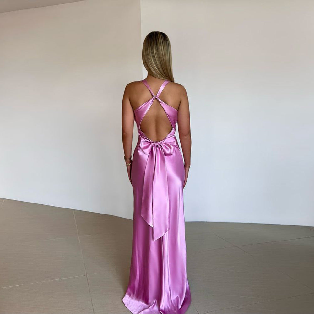 Ladies Elegant Halter Evening Dress with Open Back – Perfect for Gala or Special Occasions