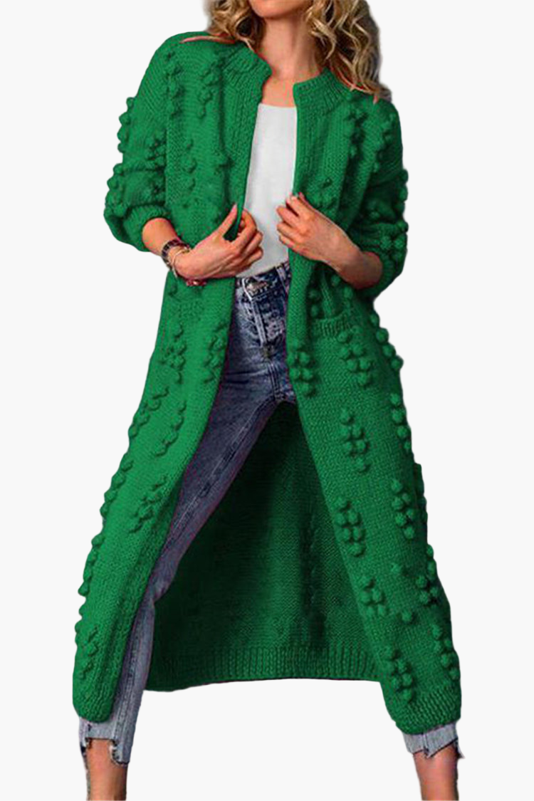 Women's Long Knitted Cardigan with 3D Texture – Fashionable Open Vest for Casual and Stylish Looks