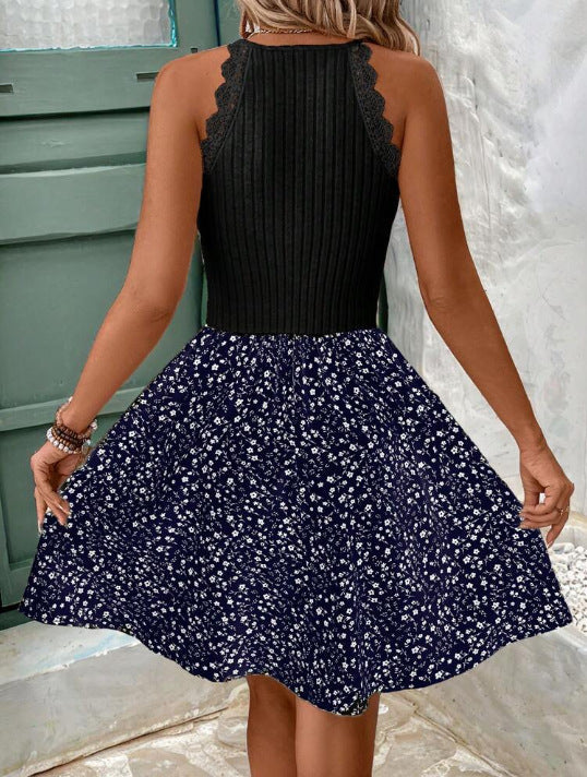 Barbara – Edge Sleeveless Slim Fit Dress with Patchwork