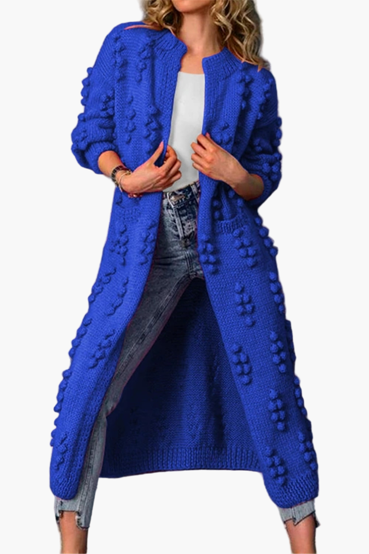 Women's Long Knitted Cardigan with 3D Texture – Fashionable Open Vest for Casual and Stylish Looks