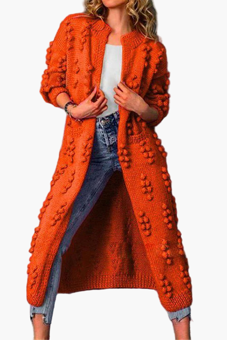 Women's Long Knitted Cardigan with 3D Texture – Fashionable Open Vest for Casual and Stylish Looks