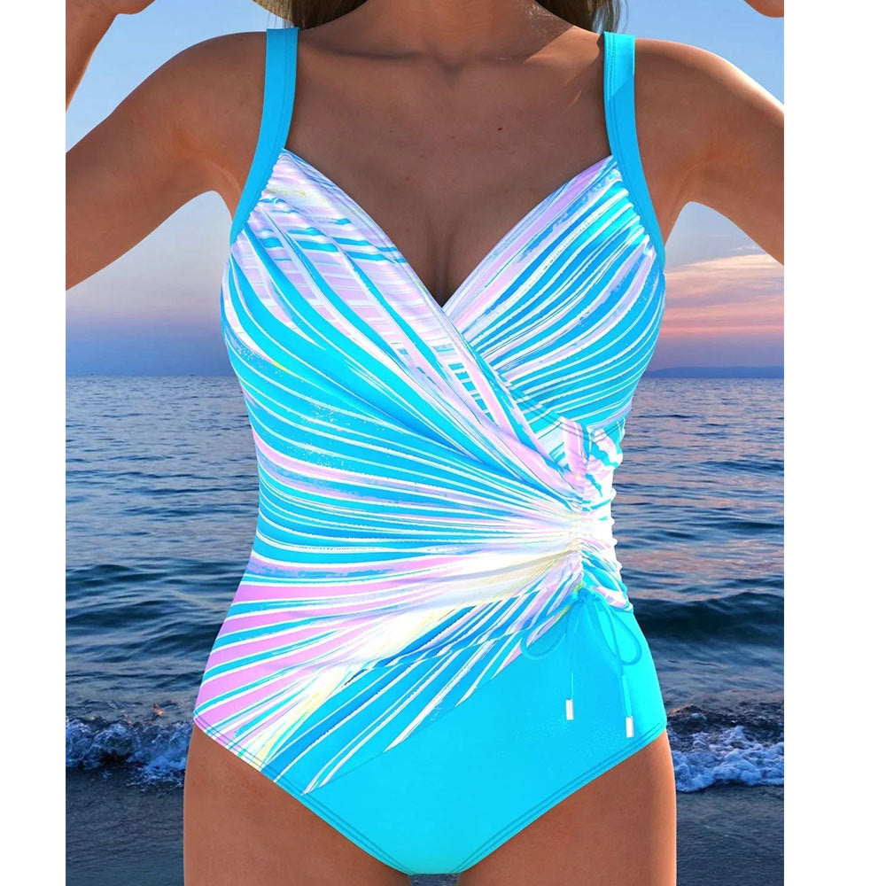 Women's shaping swimsuit with flattering wrap design – Stylish and supportive beach model