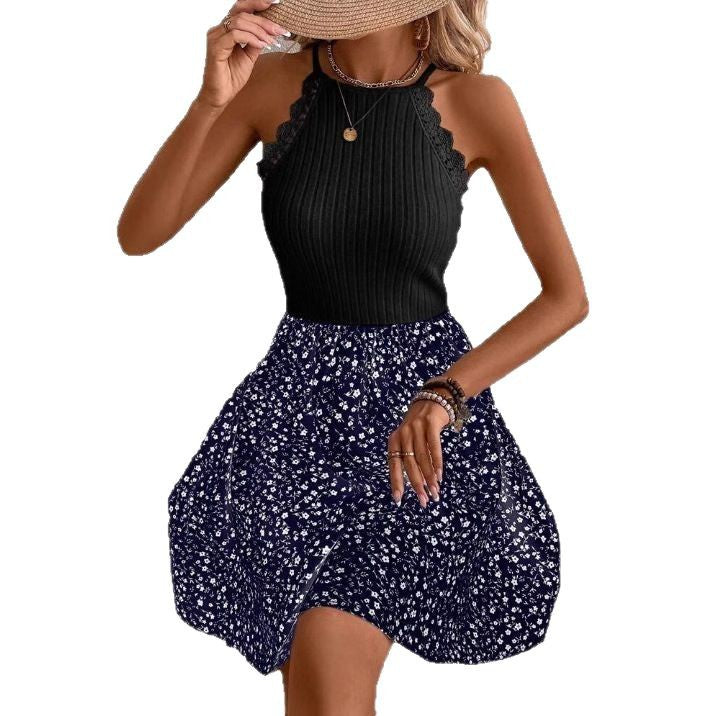 Barbara – Edge Sleeveless Slim Fit Dress with Patchwork