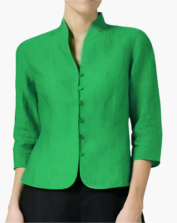 Women's Blazer – Elegant Tailored Jacket with Stand-up Collar for Business and Festive Occasions