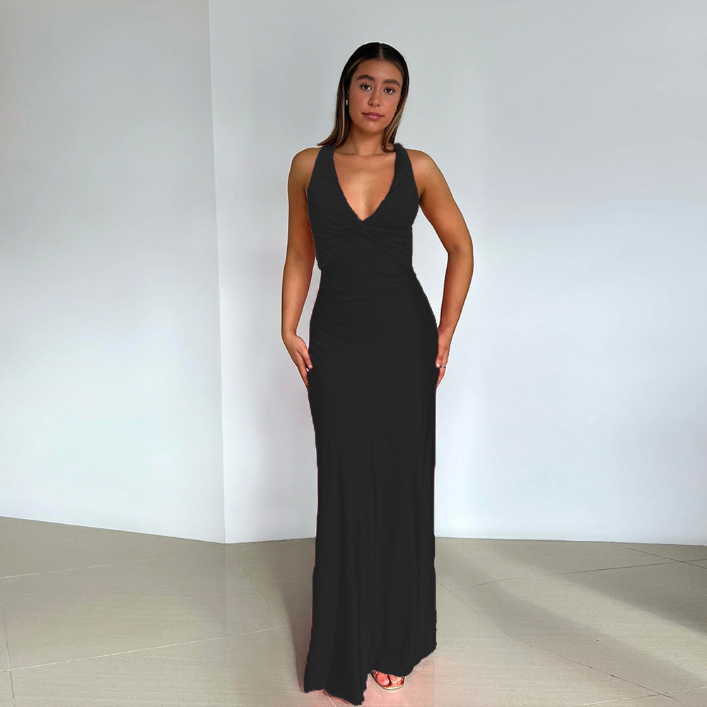 Ladies Elegant Halter Evening Dress with Open Back – Perfect for Gala or Special Occasions