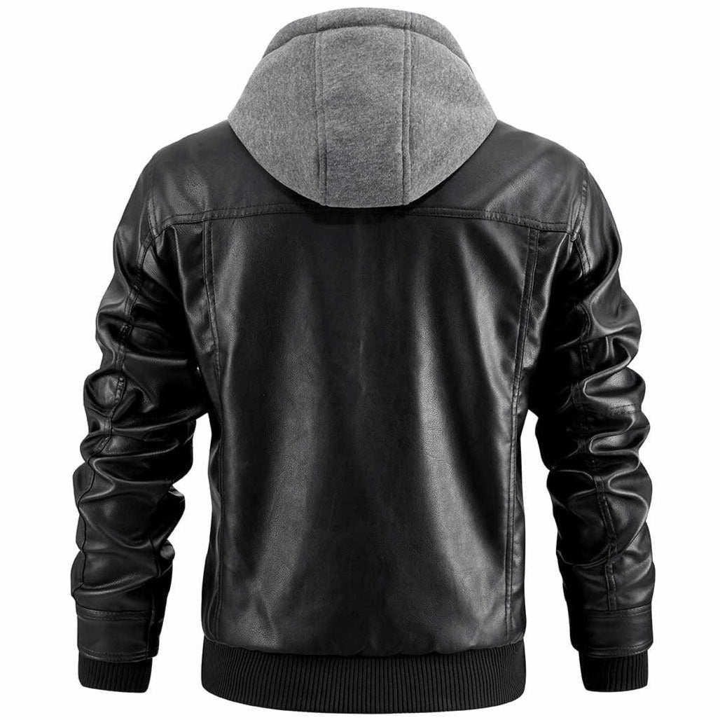 Men's Motorcycle Jacket Streetwear Style with Detachable Hood – Casual Fashion Jacket for Every Occasion