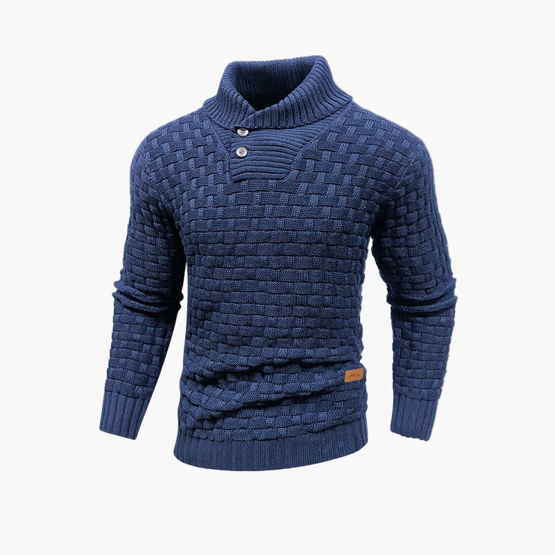 Men's Knitted Sweater with Button Collar – Stylish Winter Pullover for Casual and Business Use