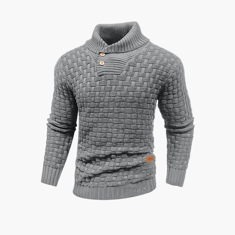 Stylish thermal knitted men's sweater with turtleneck for daily use