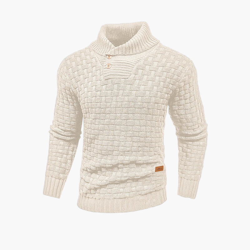 Men's Knitted Sweater with Button Collar – Stylish Winter Pullover for Casual and Business Use