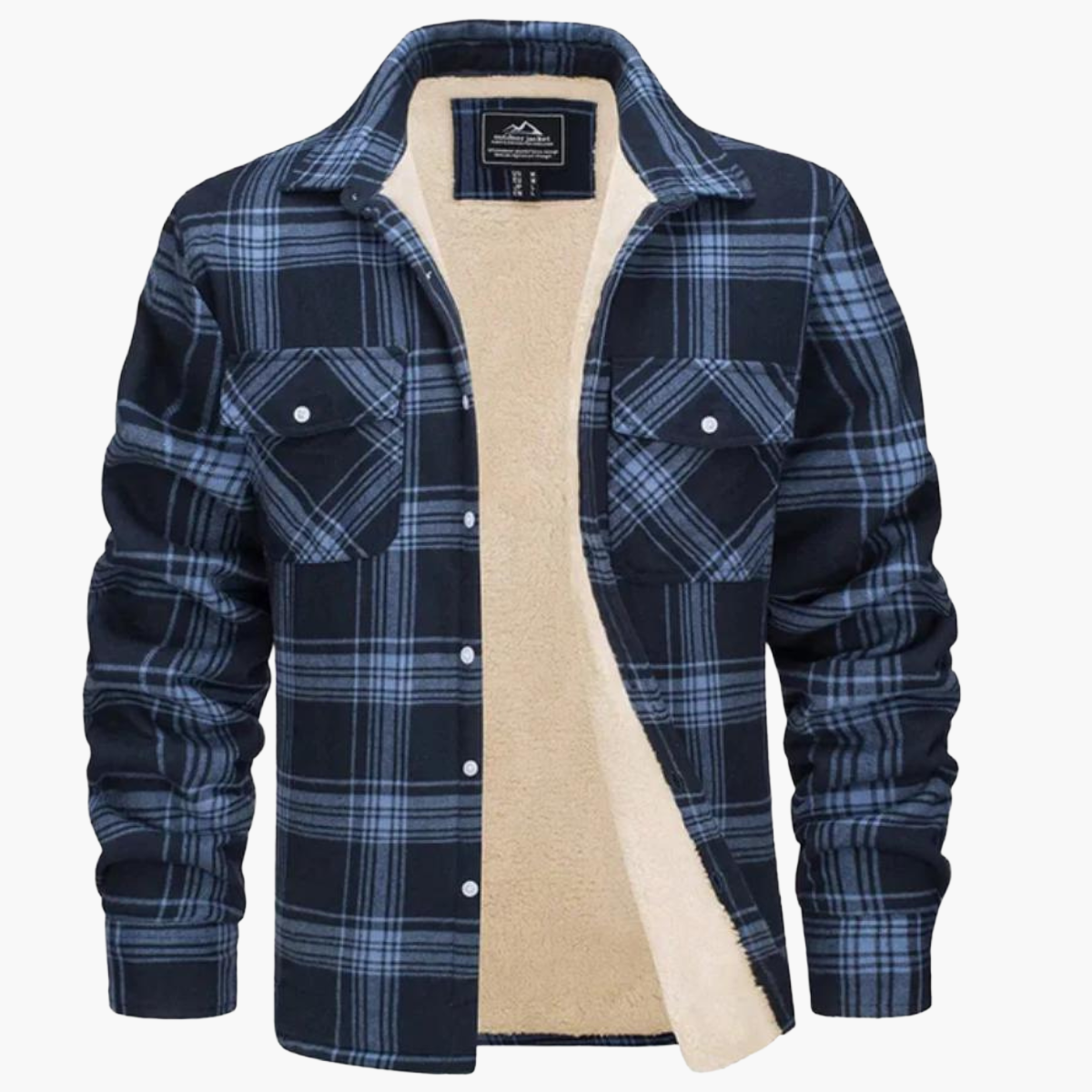 Men's Fleece Lined Checked Shirt Jacket - Stylish and Warm for Autumn and Winter