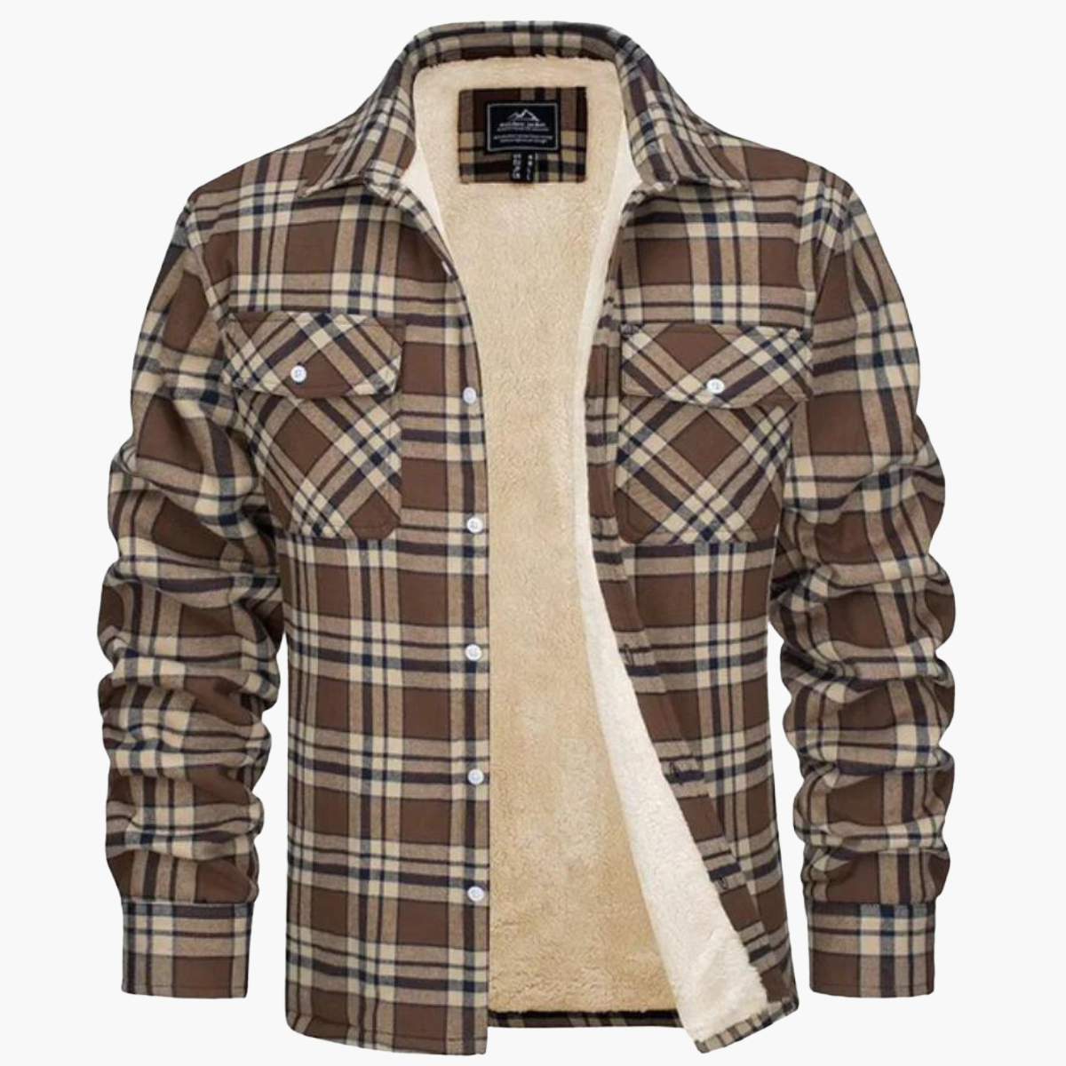 Men's Fleece Lined Checked Shirt Jacket - Stylish and Warm for Autumn and Winter