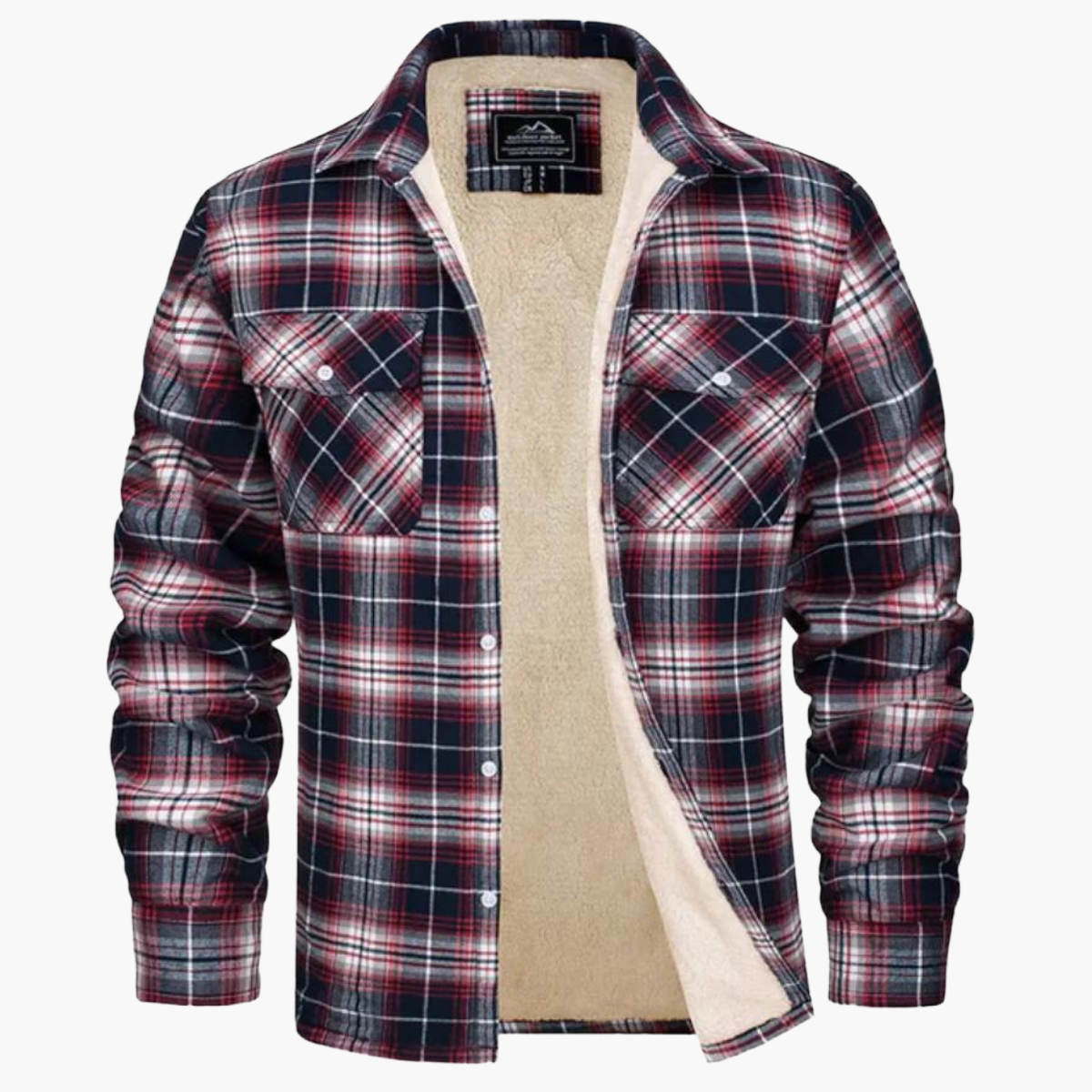 Men's Fleece Lined Checked Shirt Jacket - Stylish and Warm for Autumn and Winter