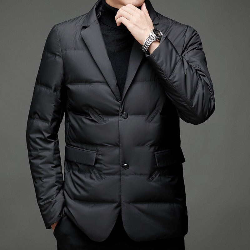Men's Padded Blazer Jacket Modern Slim Fit – Stylish and Warm Business Outfit