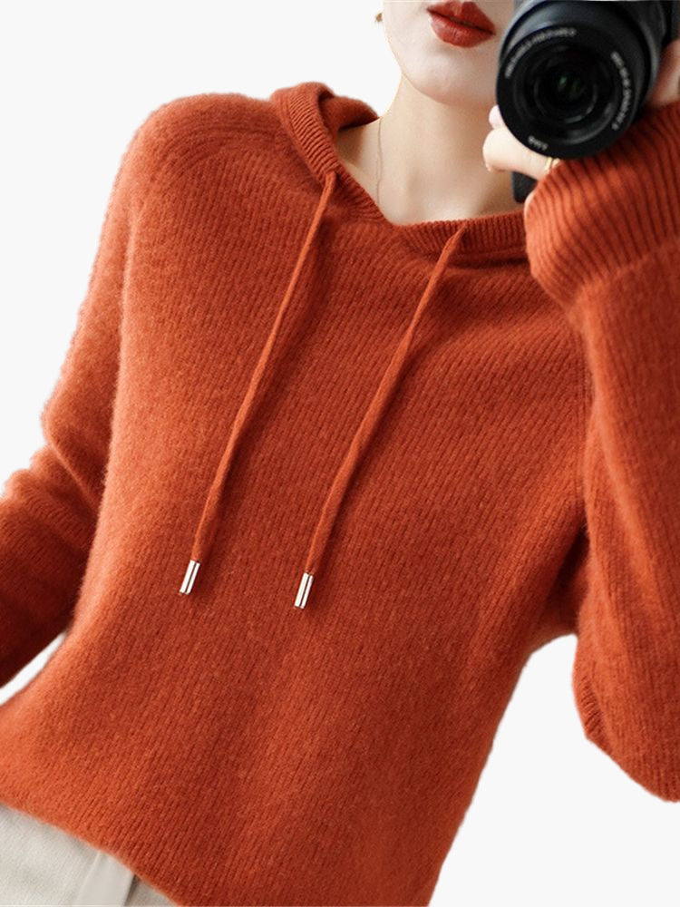 Women's Knitted Hoodie Sweater – Fashionable Comfortable Style for Every Day