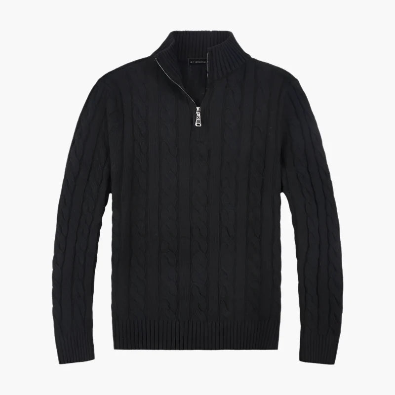 Men's Half-Zip Cable Sweater – Luxury Classic Style for Comfort and Elegance