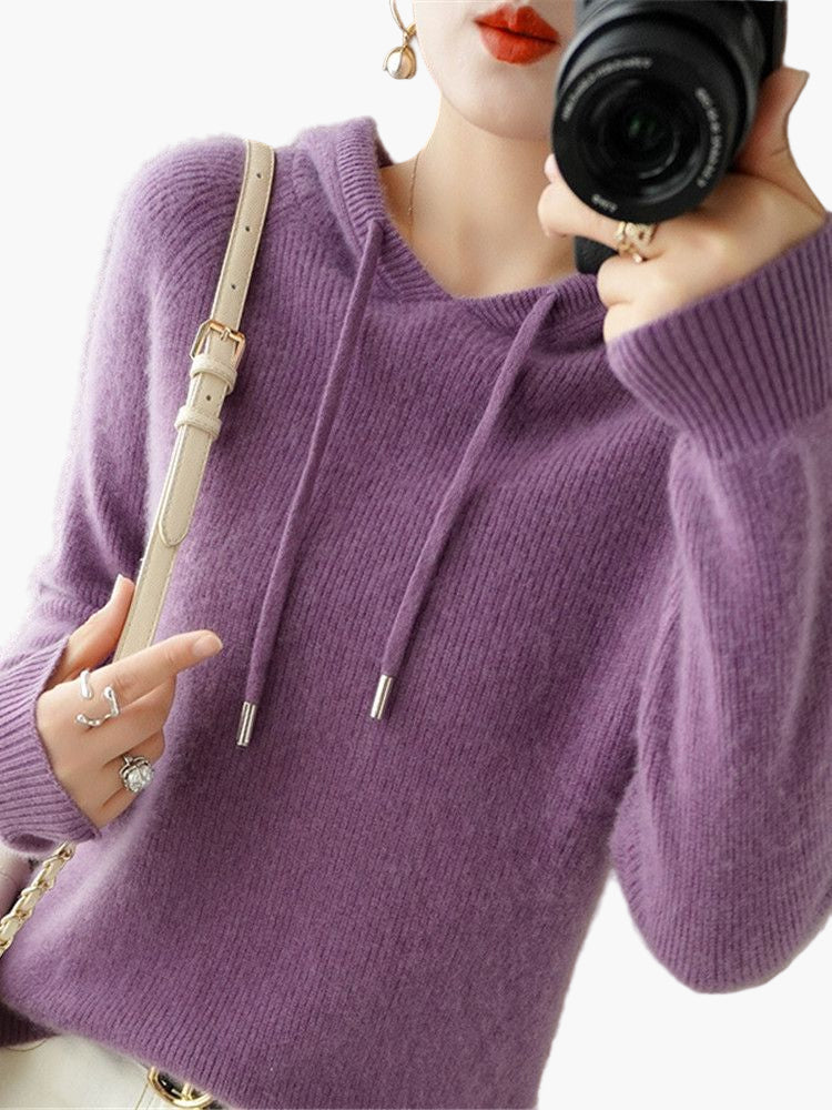 Women's Knitted Hoodie Sweater – Fashionable Comfortable Style for Every Day