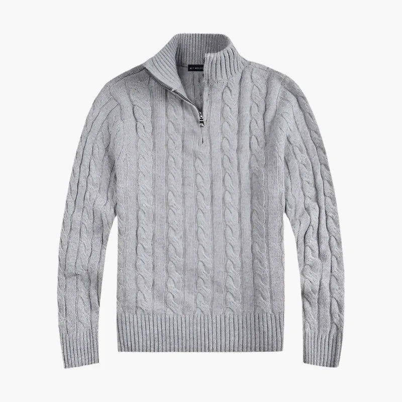 Men's Half-Zip Cable Sweater – Luxury Classic Style for Comfort and Elegance