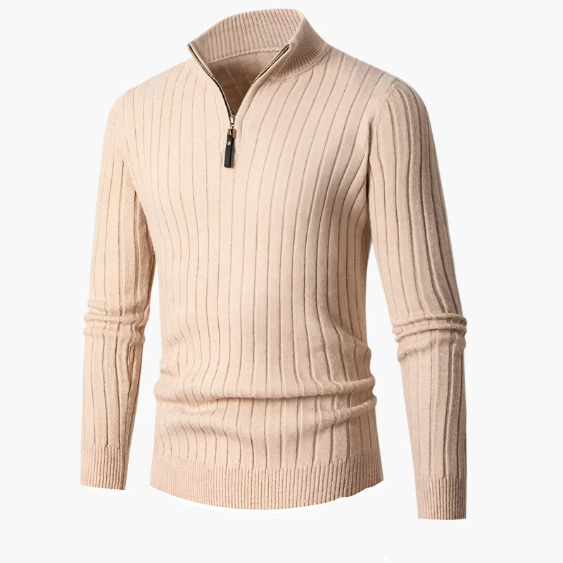 Men's Half-Zip Knitted Sweater – Casual & Comfortable with Stand-Up Collar