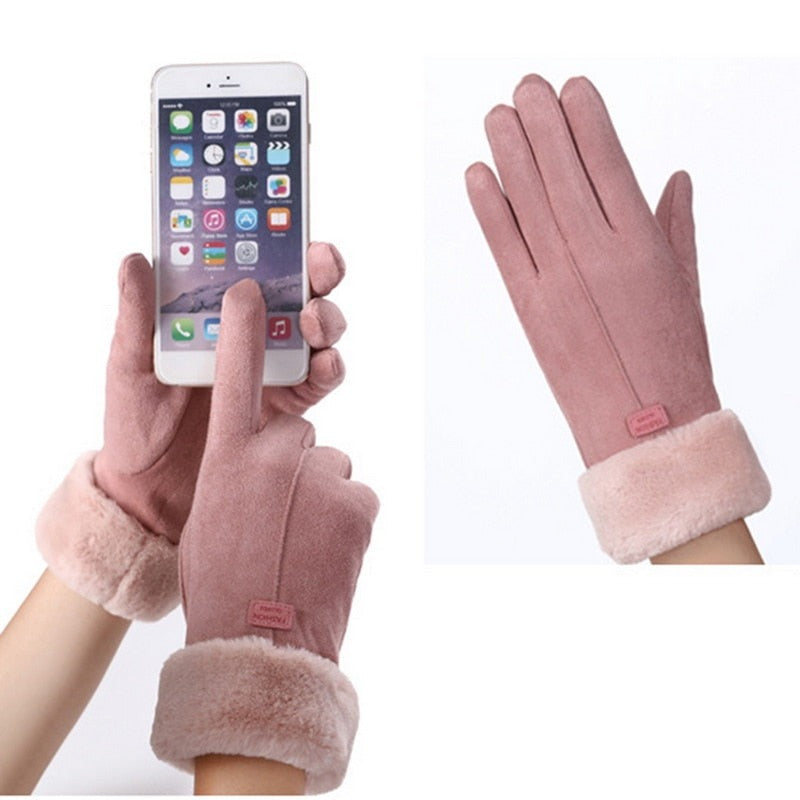 Women's Winter Gloves Touchscreen Waterproof Stylish Fluffy