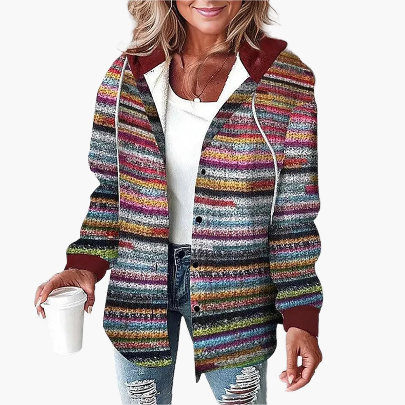 Women's Casual Checked Jacket with Hood – Comfortable Style for Autumn and Winter