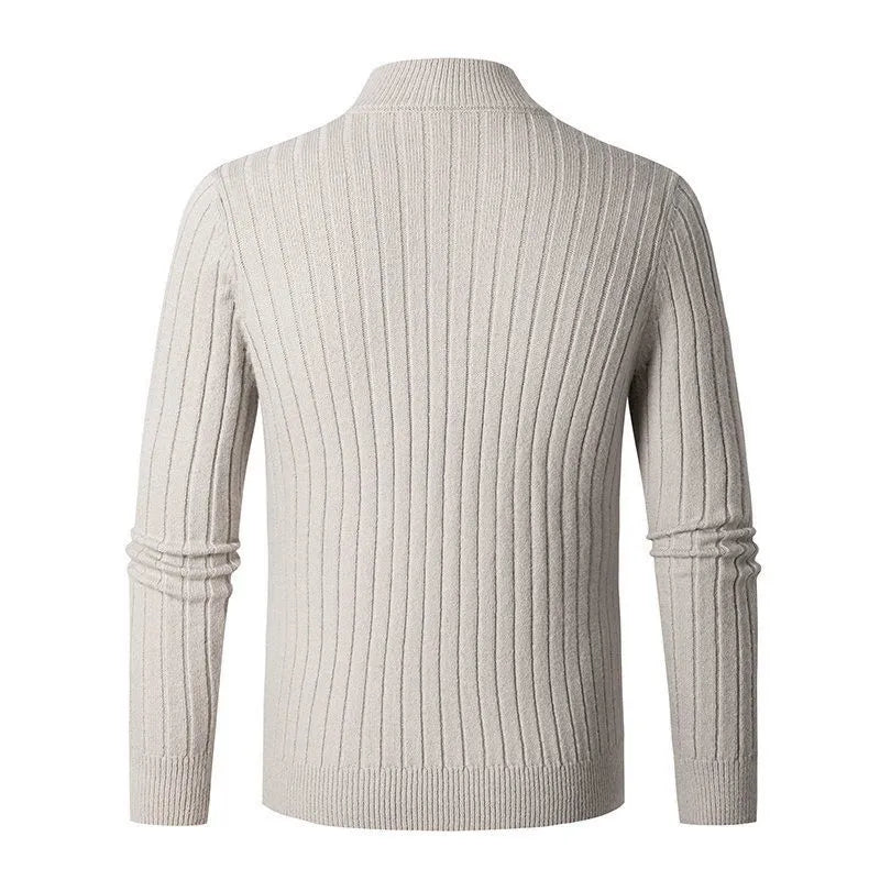 Men's Half-Zip Knitted Sweater – Casual & Comfortable with Stand-Up Collar