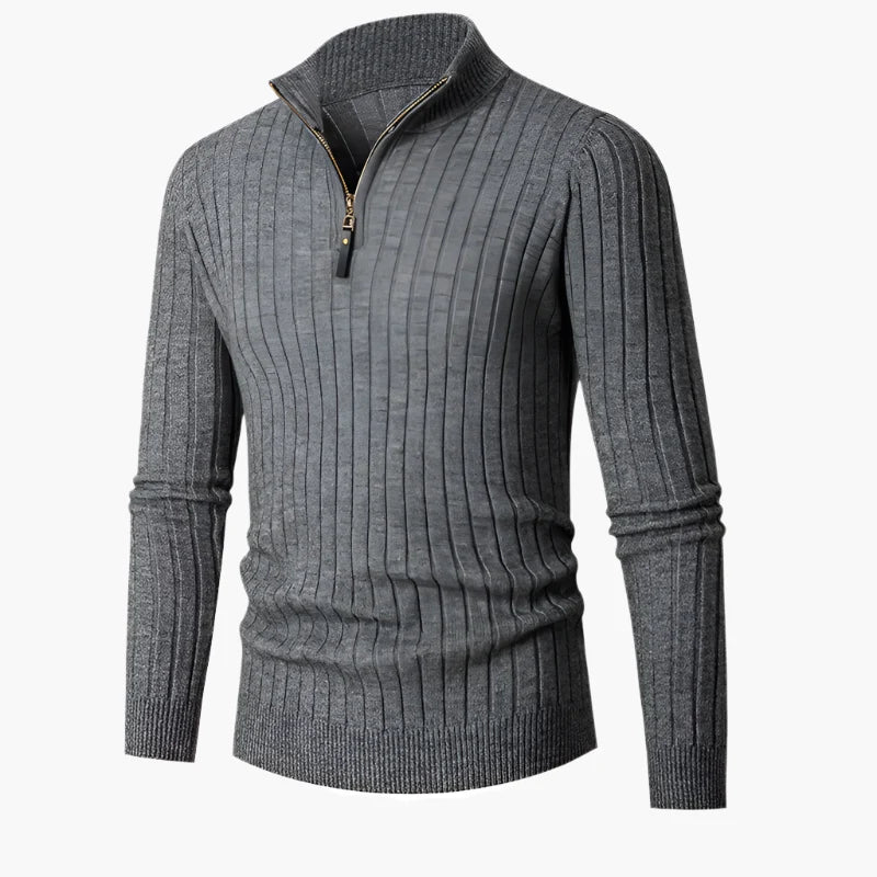 Men's Half-Zip Knitted Sweater – Casual & Comfortable with Stand-Up Collar