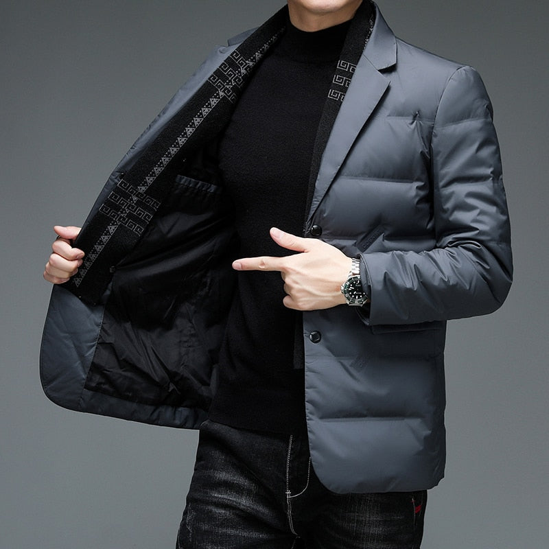 Men's Padded Blazer Jacket Modern Slim Fit – Stylish and Warm Business Outfit