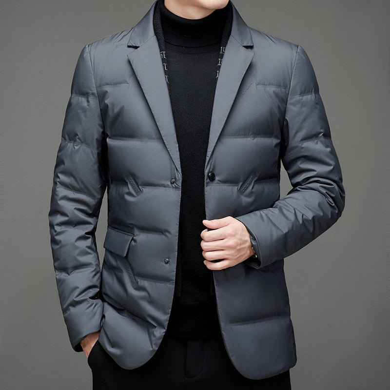 Men's Padded Blazer Jacket Modern Slim Fit – Stylish and Warm Business Outfit