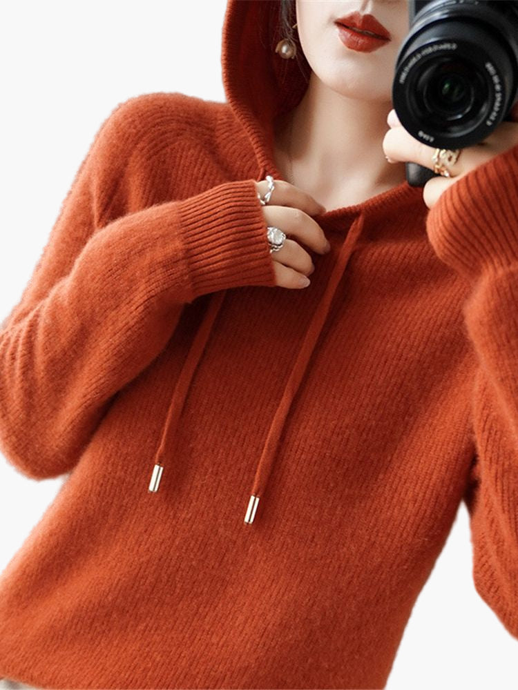 Women's Knitted Hoodie Sweater – Fashionable Comfortable Style for Every Day