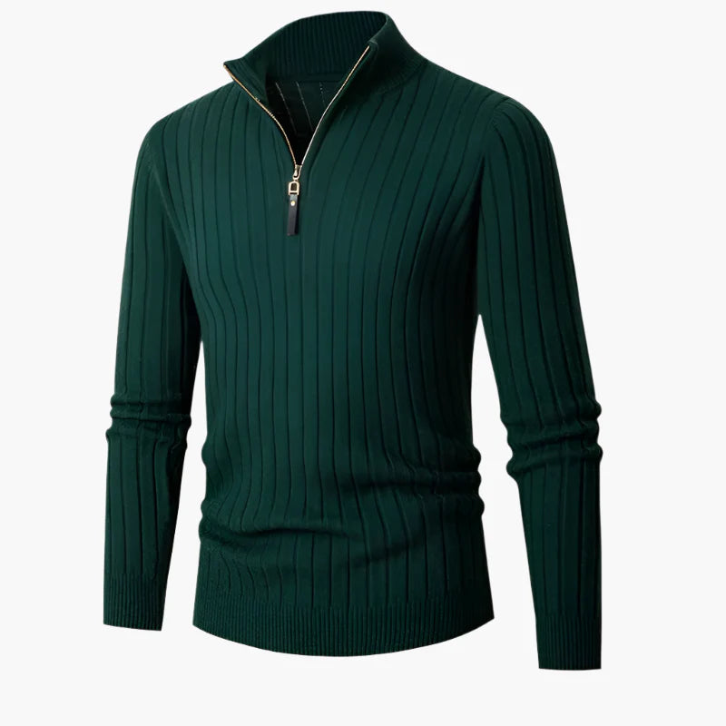 Men's Half-Zip Knitted Sweater – Casual & Comfortable with Stand-Up Collar