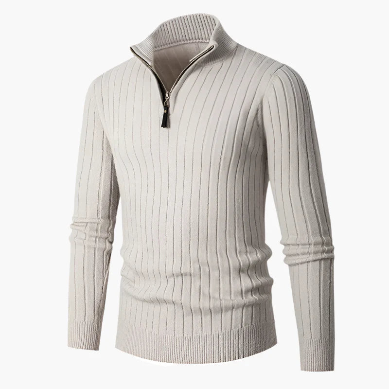 Men's Half-Zip Knitted Sweater – Casual & Comfortable with Stand-Up Collar