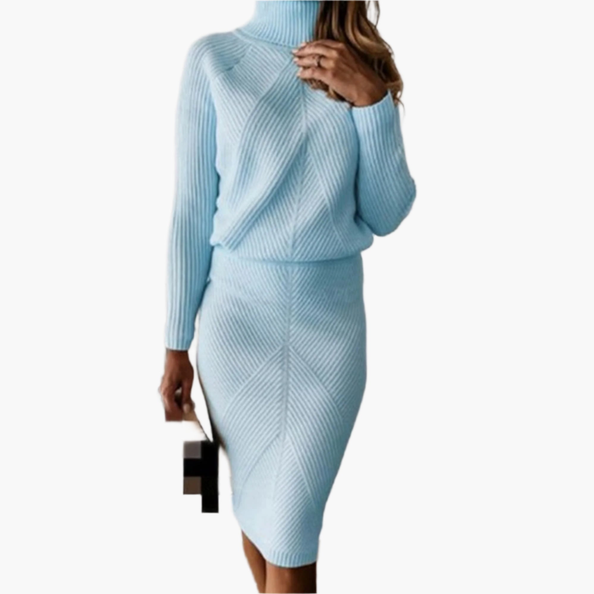 Women's Knitted Sweater Dress Set – Fashionable Comfortable Autumn & Winter Outfit