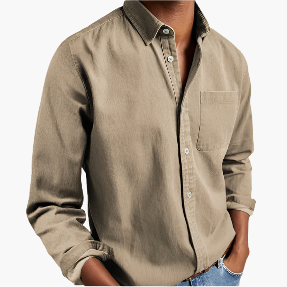 Men's long sleeve shirt – casual with chest pocket for work & weekend